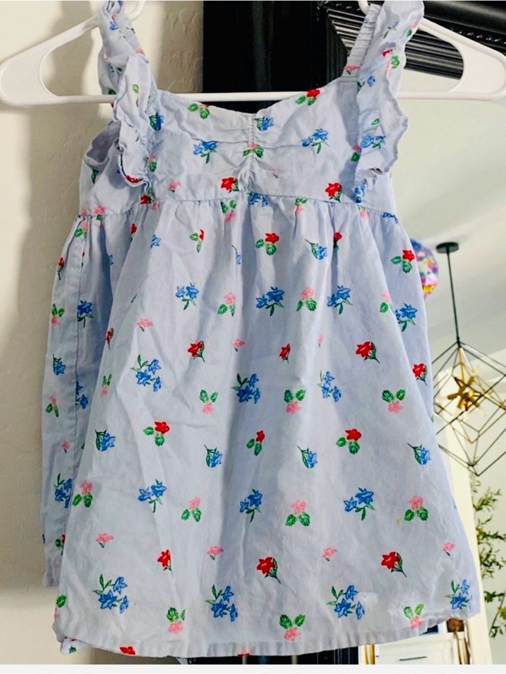 Janie and Jack Light Blue Floral Sundress with Red, Blue & Pink Flowers